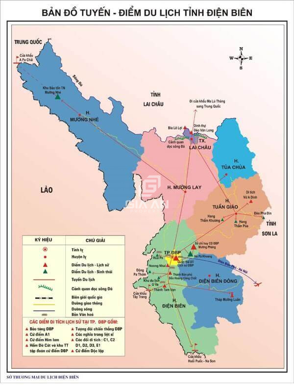 Bản đồ tuyến - điểm du lịch tại Điện Biên