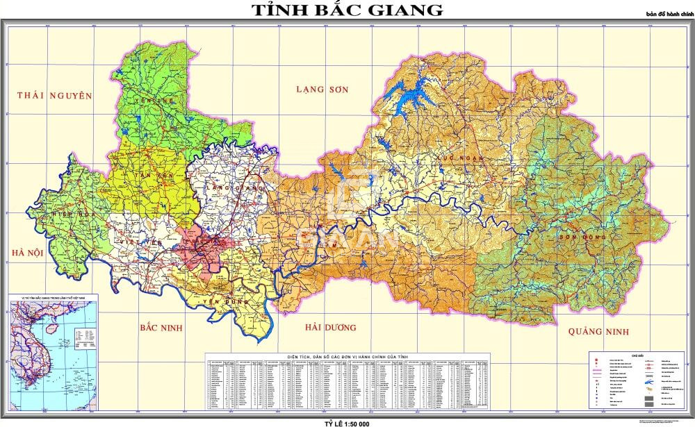 Bản đồ hành chính tỉnh Bắc Giang