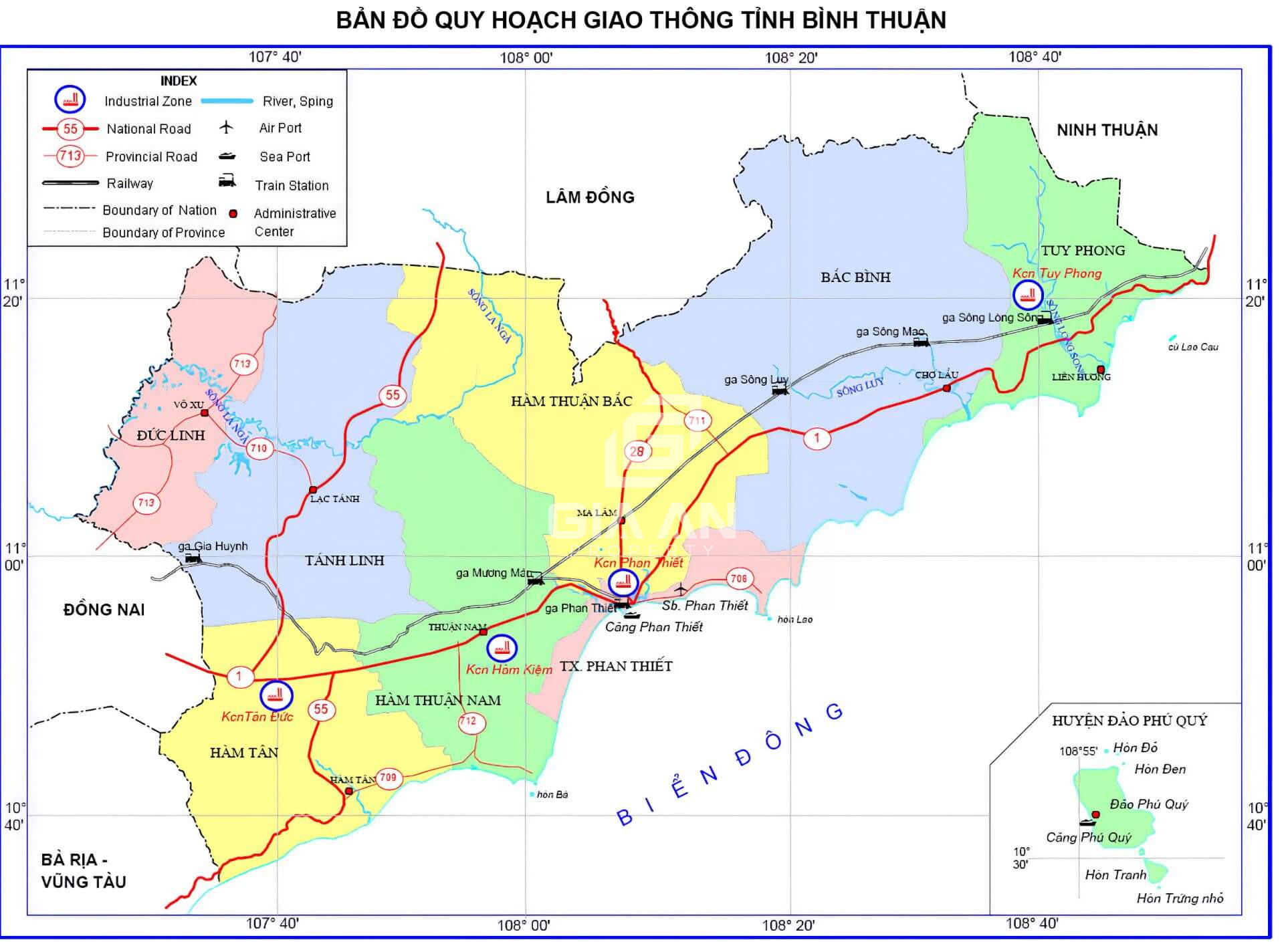 Bản đồ quy hoạch phát triển giao thông tỉnh Bình Thuận