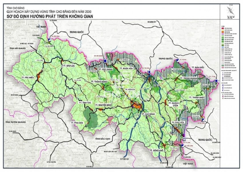 Bản đồ quy hoạch định hướng phát triển không gian vùng tỉnh Cao Bằng