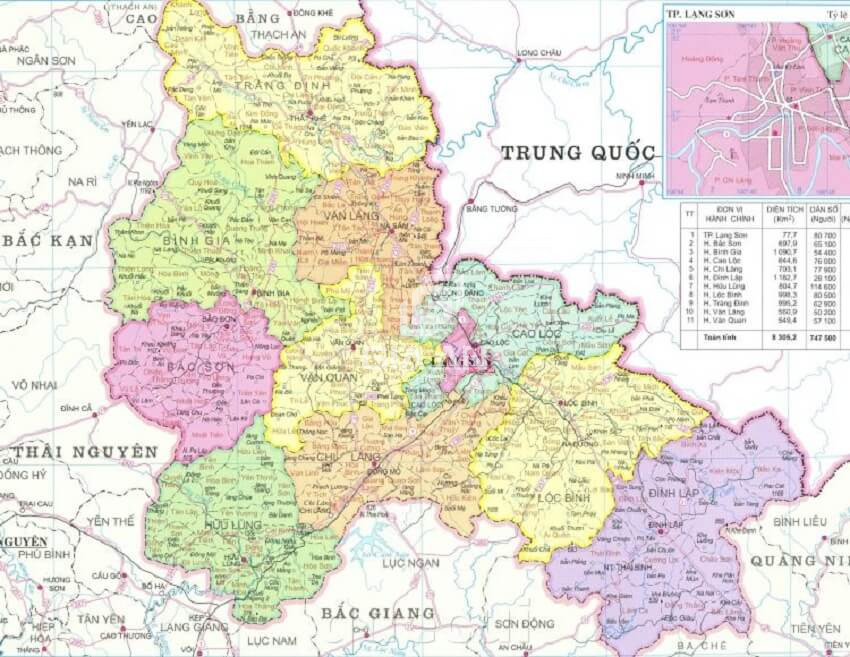 Bản đồ hành chính tỉnh Lạng Sơn