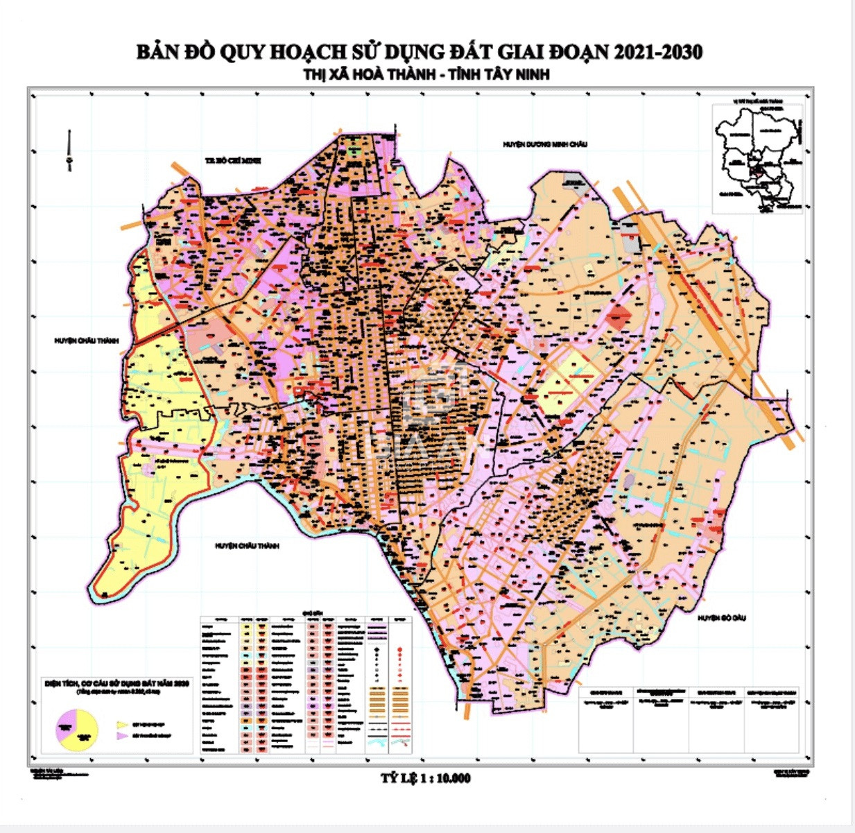 Bản đồ quy hoạch sử dụng đất thị xã Hoà Thành