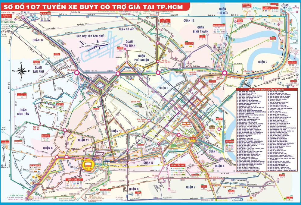 Bản đồ các tuyến xe buýt thành phố Hồ Chí Minh chi tiết nhất