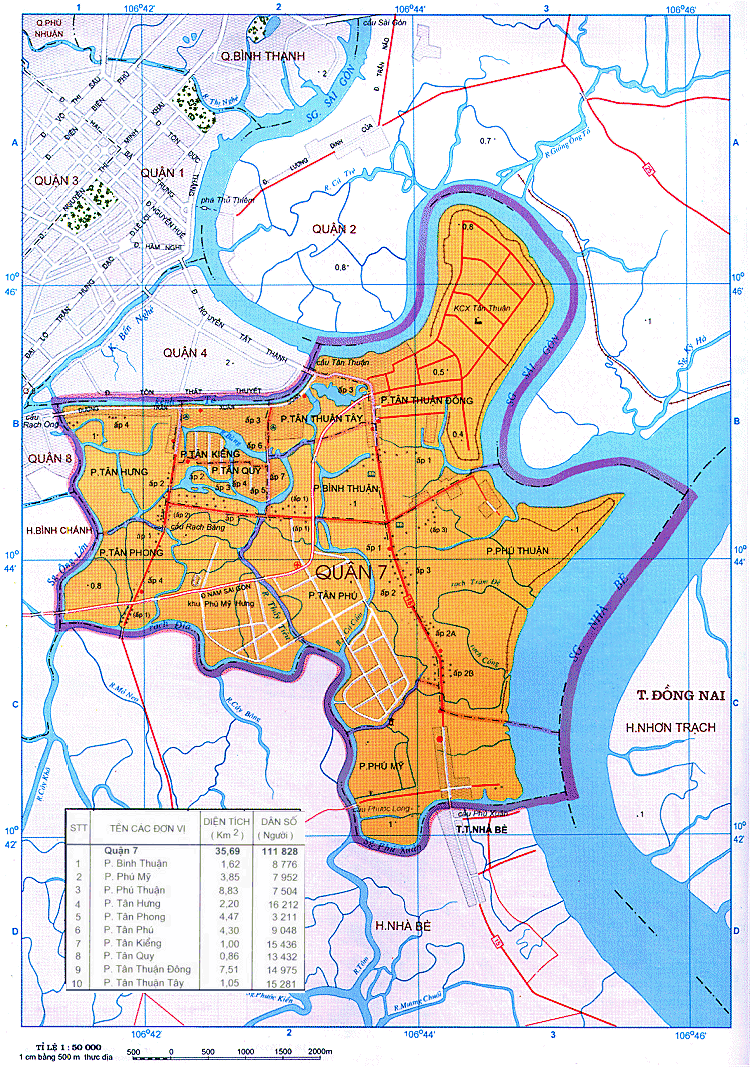 bản đồ hành chính quận 7 chi tiết nhất