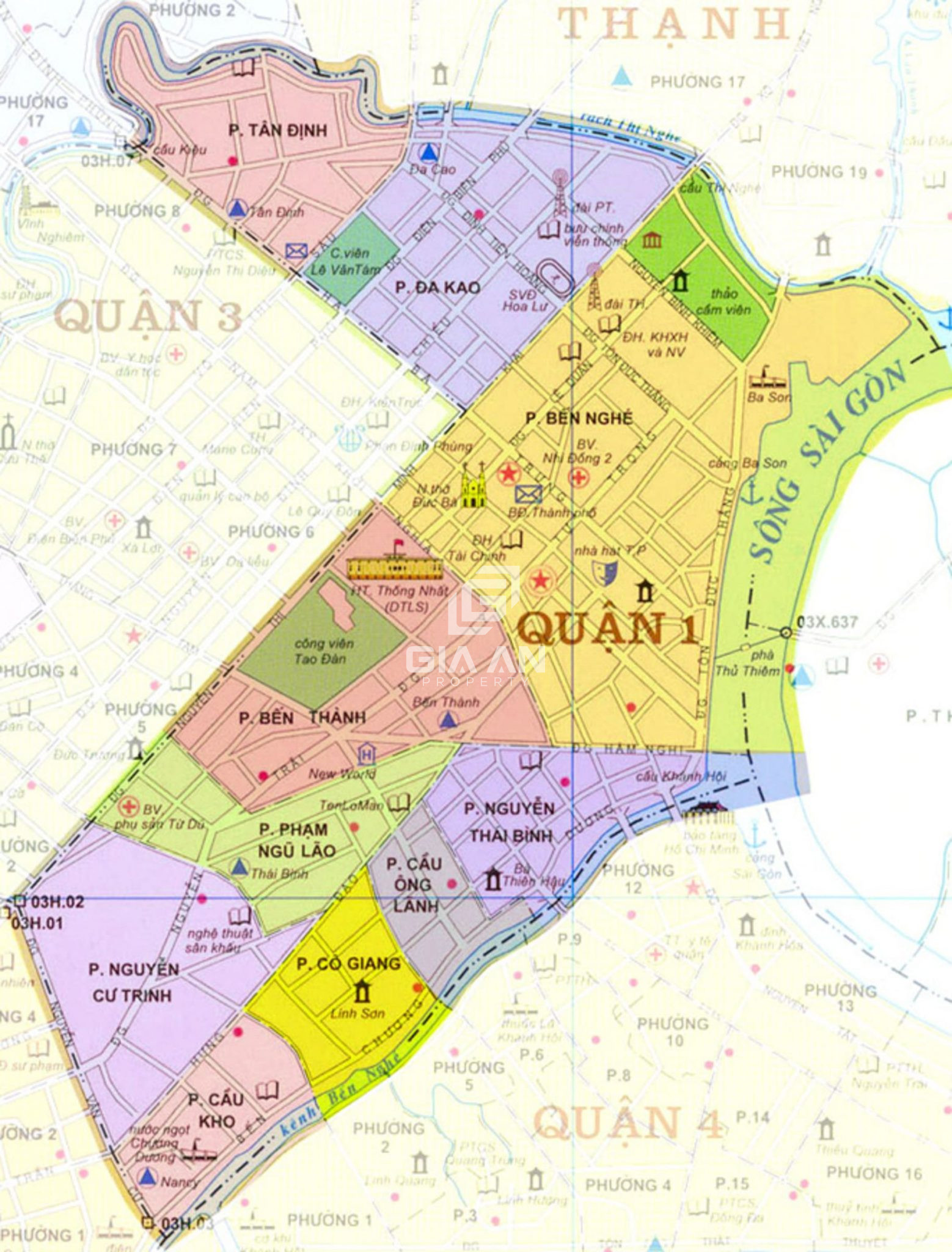 Bản đồ hành chính quận 1 TP Hồ Chí Minh chi tiết nhất