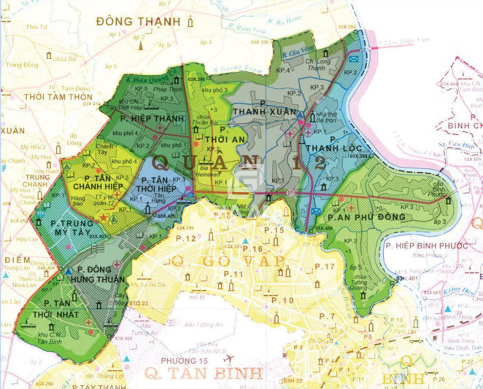 Bản đồ hành chính quận 12 khổ lớn
