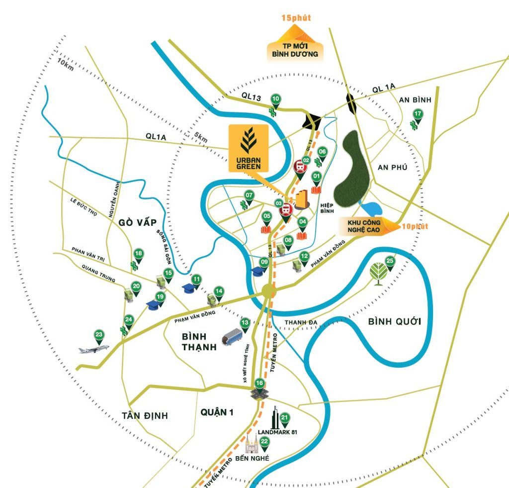 Dự án Urban Green được xây dựng ở vị trí đẹp