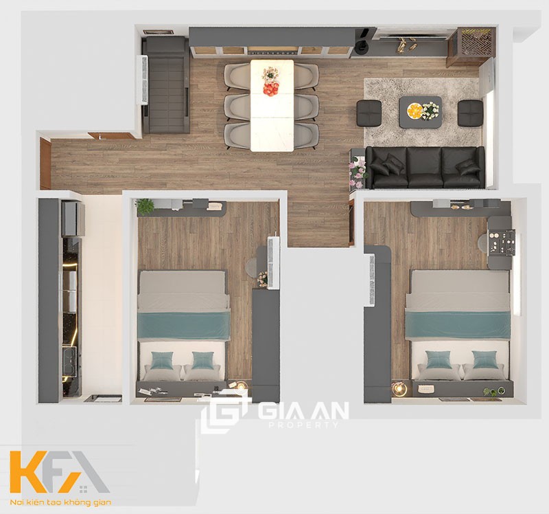 Mẫu thiết kế căn hộ 2 phòng ngủ chung cư Sun Grand Hillside Residence - 12